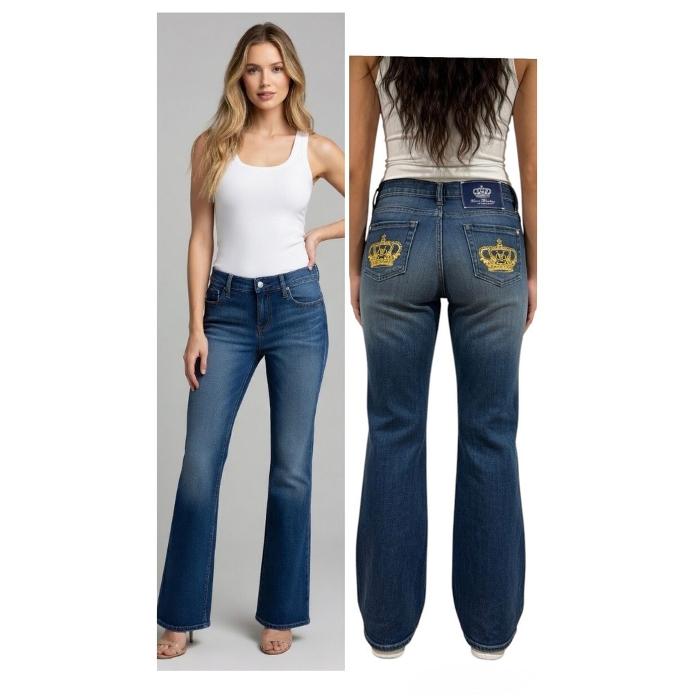 Victoria Beckham Rock & Republic Madrid Crown Jeans Blue Bootcut Size 30 NEW